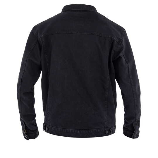 John Doe Maverick jacket in Black Raw denim – rear view