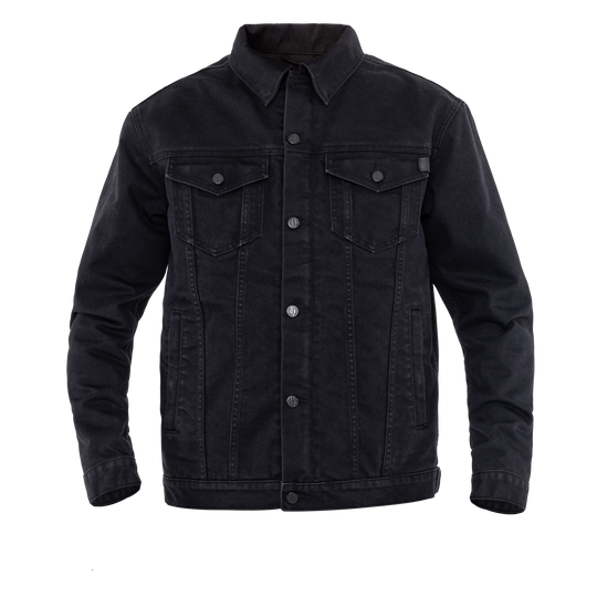 John Doe Maverick jacket in Black Raw denim – front view