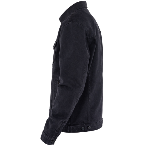 John Doe Maverick jacket in Black Raw denim – right side view