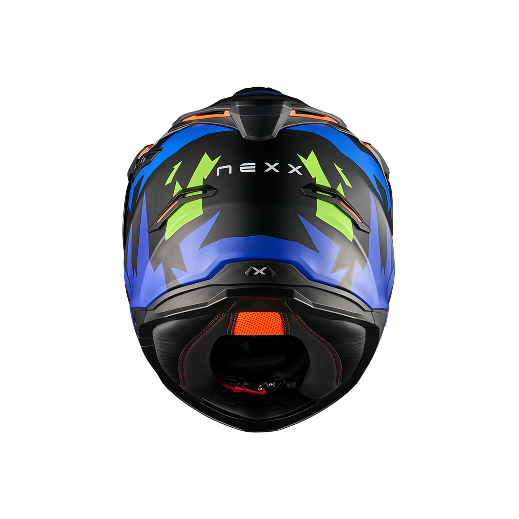 Rear view of Nexx Y.TRAVL Primal Helmet - Neon Black