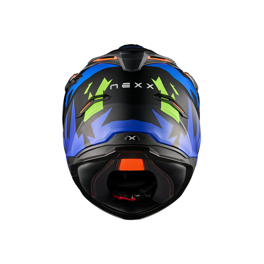 Rear view of Nexx Y.TRAVL Primal Helmet - Neon Black