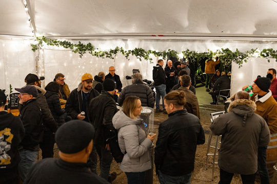 Riders gathered at the bar inside the marquee during the Machinehead Moto 1 Big Bash
