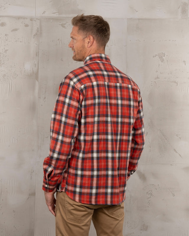 Pike Brothers 1937 Roamer Shirt in Red Flannel shown from the back