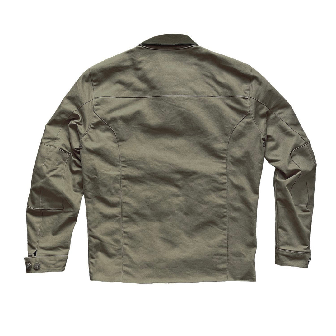Age Of Glory Craftsman Jacket in Olive Back View, Seams and Cord Collar