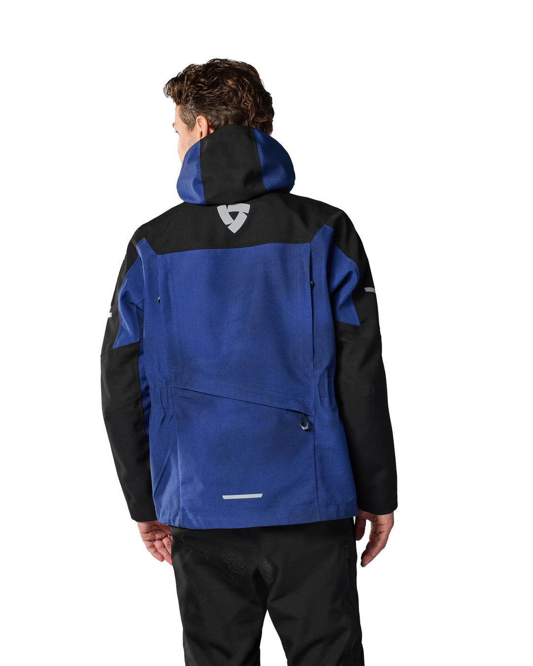 Model wearing REV’IT! Tectonic H2O Jacket, rear view