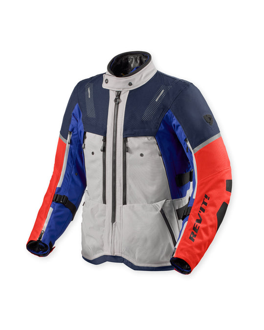 Front view of REV’IT! Sand 5 H2O Jacket, Silver-Blue