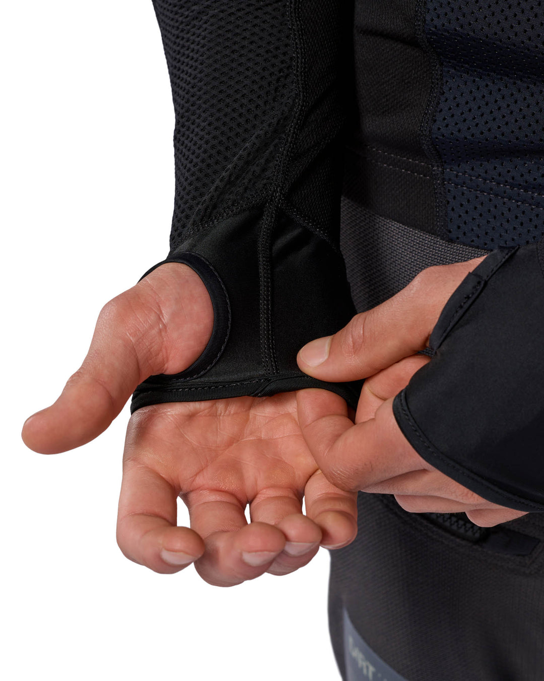 Close-up of thumb grip on REV’IT! Proteus Protector Jacket