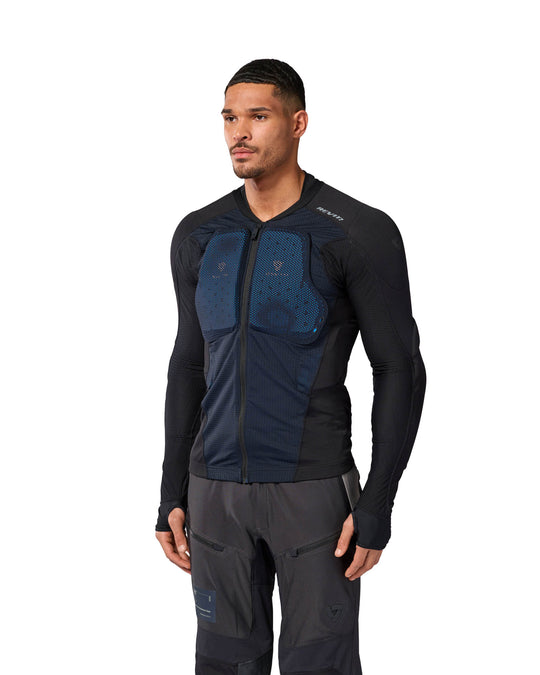 Model wearing REV’IT! Proteus Protector Jacket, front left view