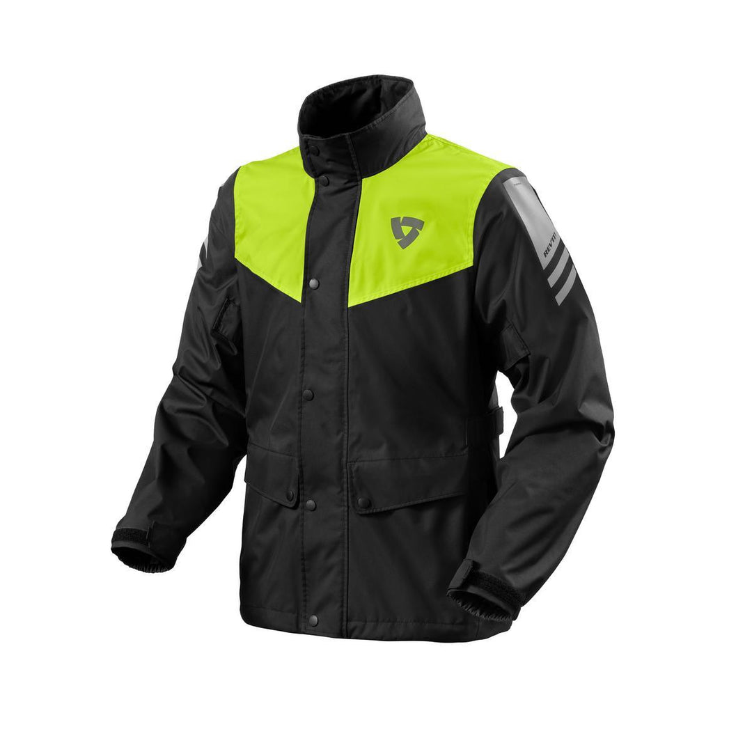 revit nitric 4 h20 rain jacket black neon yellow front