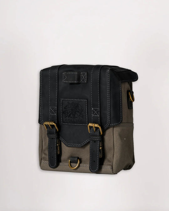 Goldtop Canvas & Leather Tank Bag - Large - Slate Grey & Black