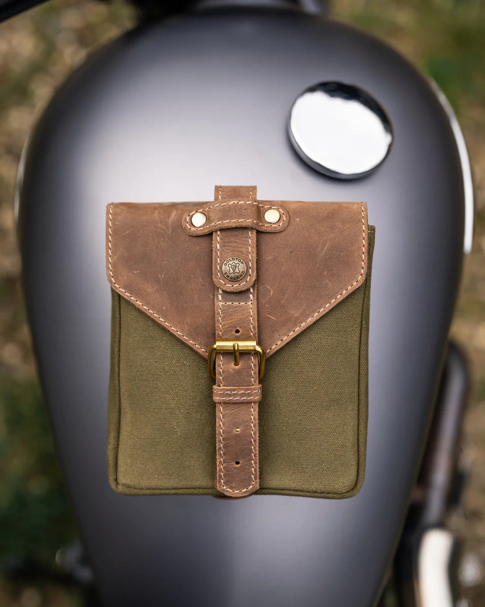 Canvas & Leather Tank Bag - Small - Olive Green & Light Tan