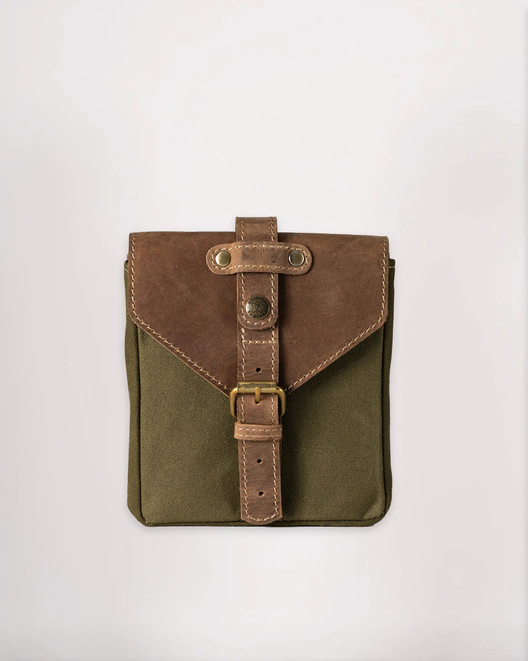 Canvas & Leather Tank Bag - Small - Olive Green & Light Tan