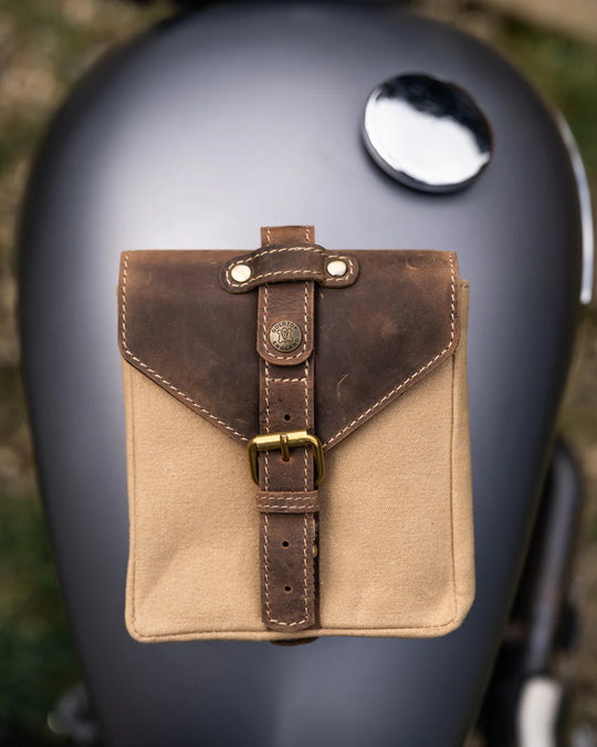 Canvas & Leather Tank Bag - Small - Sahara & Tobacco