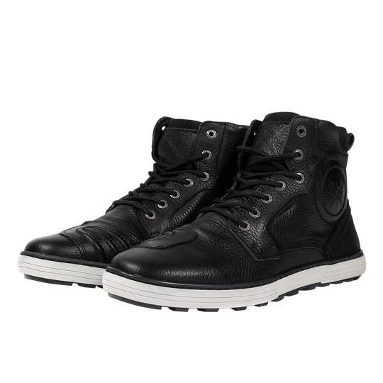 Right-Left-John-Doe-Logo-Shifter-Boots-3/4-View-Black-Leather