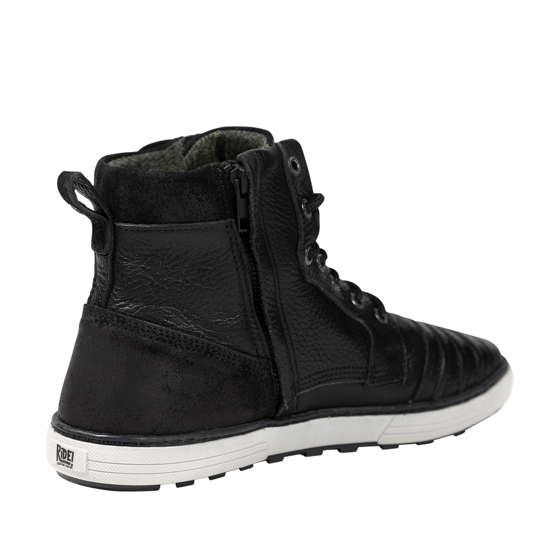 John-Doe-Logo-Shifter-Right-Boot-Rear-View-Black-Leather-Side-Zip