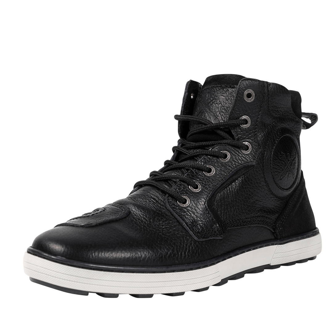 John-Doe-Logo-Shifter-Left-Boot-3/4-View-Black-Leather