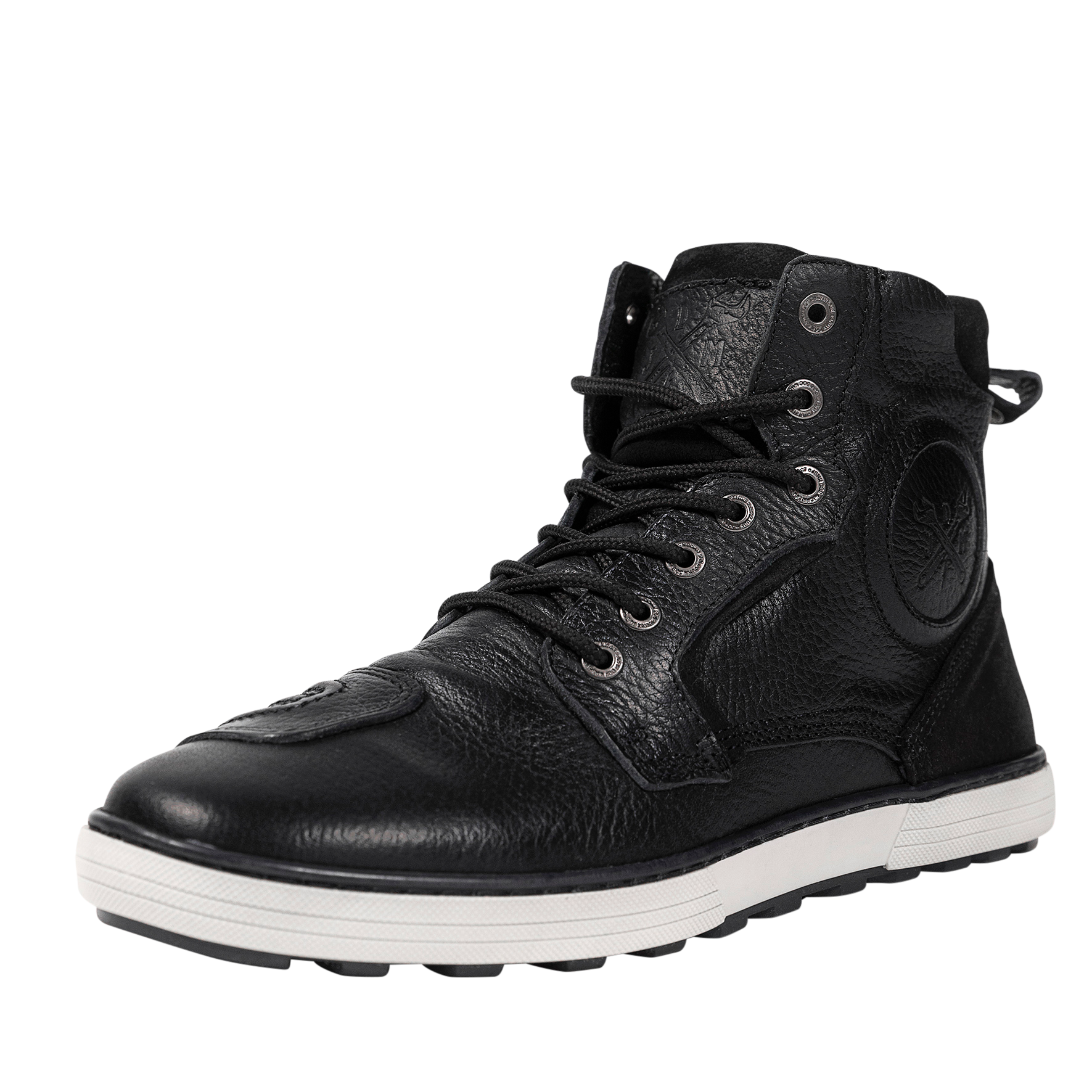 John-Doe-Logo-Shifter-Left-Boot-3/4-View-Black-Leather