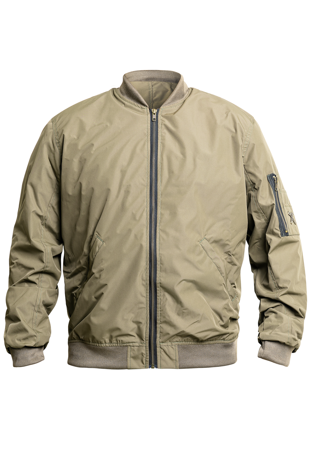 John-Doe-Logo-Flight-Jacket-Olive-Front-Zip-Pocket-Sleeve-Zip