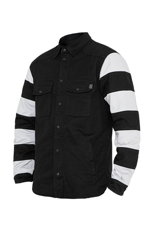 John-Doe-Prison-XTM-Motoshirt-Black-White-Striped-Sleeves-Front-View-Black-Chest-Panel