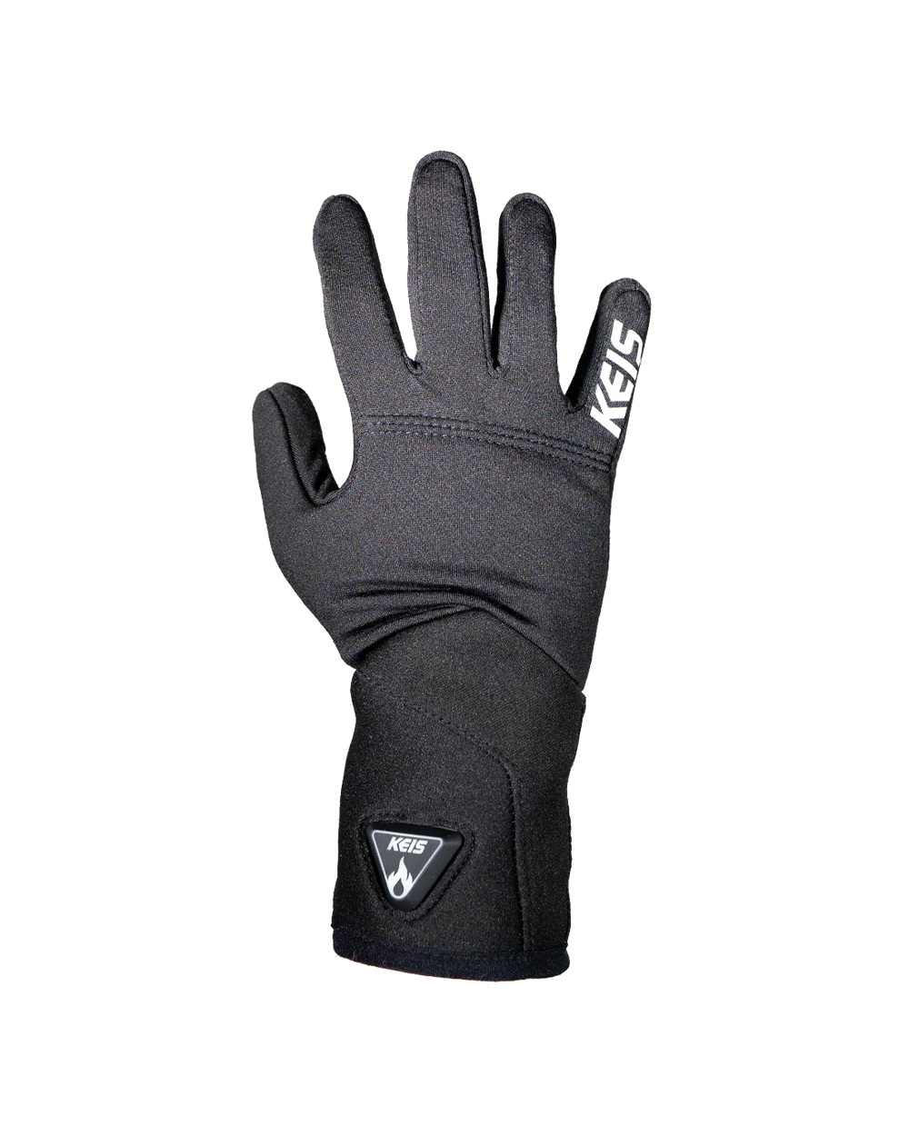 Back view of KEIS G201 Heated Inner Gloves featuring KEIS logo and extended wrist cuff.