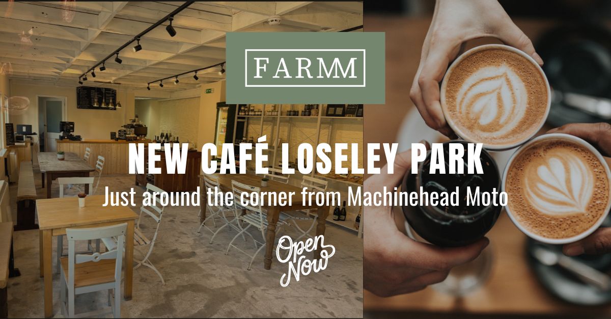 FARMM Café at Loseley Park – warm welcome message with interior photo