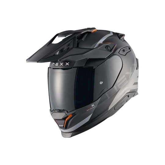 Front left view of Nexx Y.TRAVL Quest Helmet - Black Grey