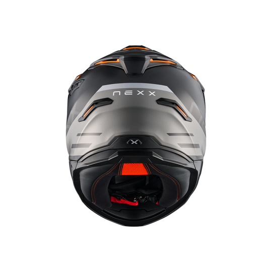 Rear view of Nexx Y.TRAVL Quest Helmet - Black Grey