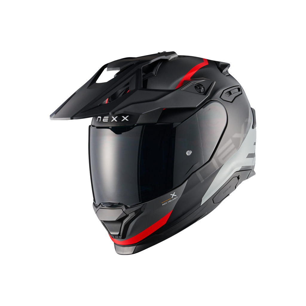 Front left view of Nexx Y.TRAVL Quest Helmet - Black Red