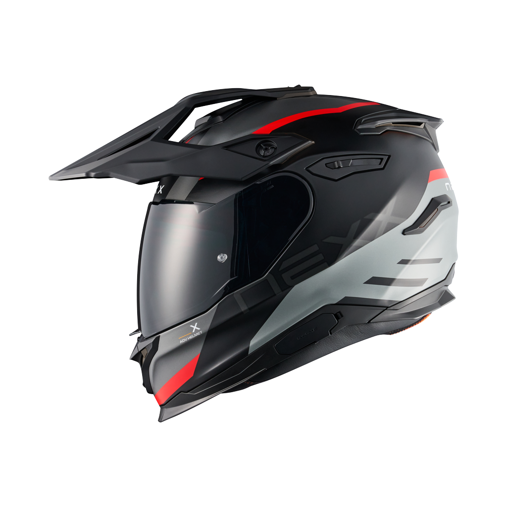 Left side view of Nexx Y.TRAVL Quest Helmet - Black Red