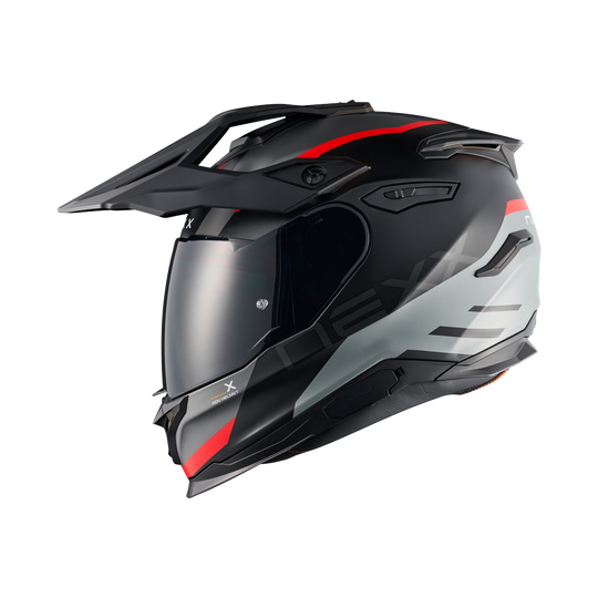 Left side view of Nexx Y.TRAVL Quest Helmet - Black Red