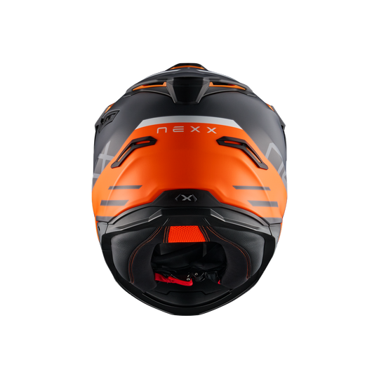 Rear view of Nexx Y.TRAVL Quest Helmet - Orange