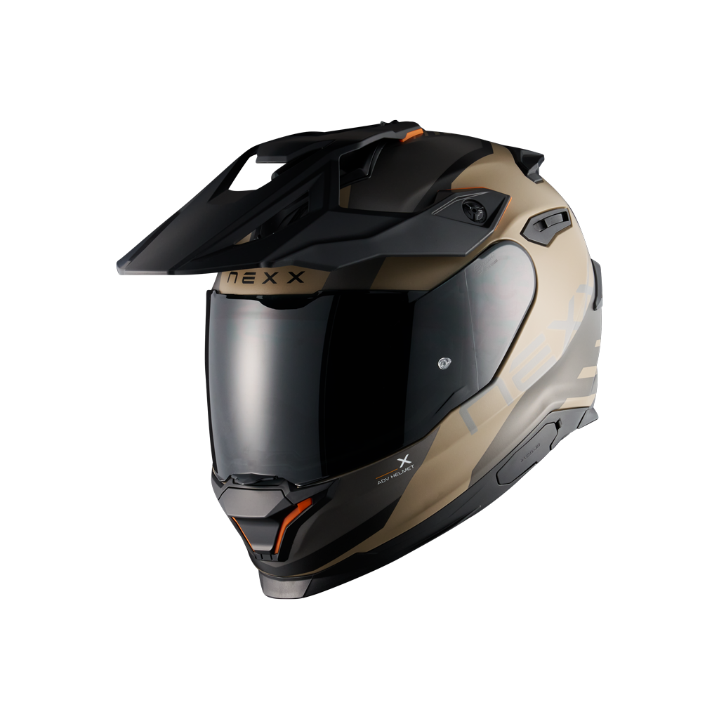 Front left view of Nexx Y.TRAVL Quest Helmet - Sand Grey