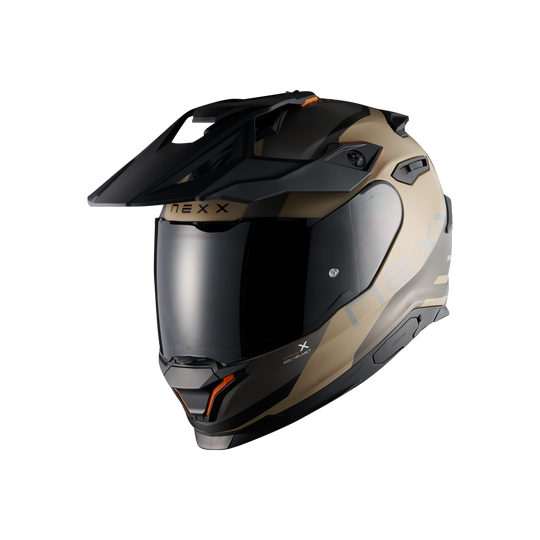 Front left view of Nexx Y.TRAVL Quest Helmet - Sand Grey