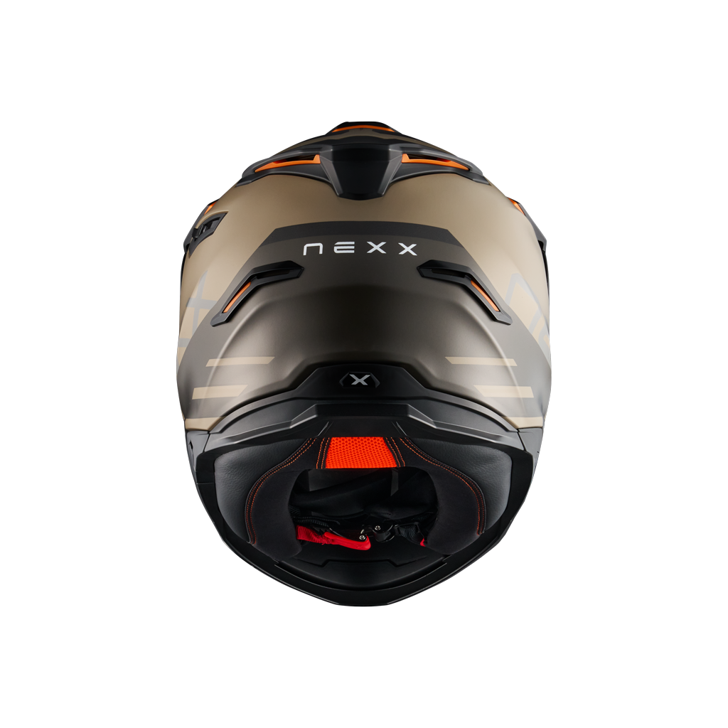 Rear view of Nexx Y.TRAVL Quest Helmet - Sand Grey 