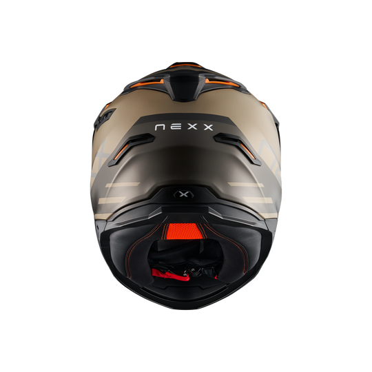 Rear view of Nexx Y.TRAVL Quest Helmet - Sand Grey 