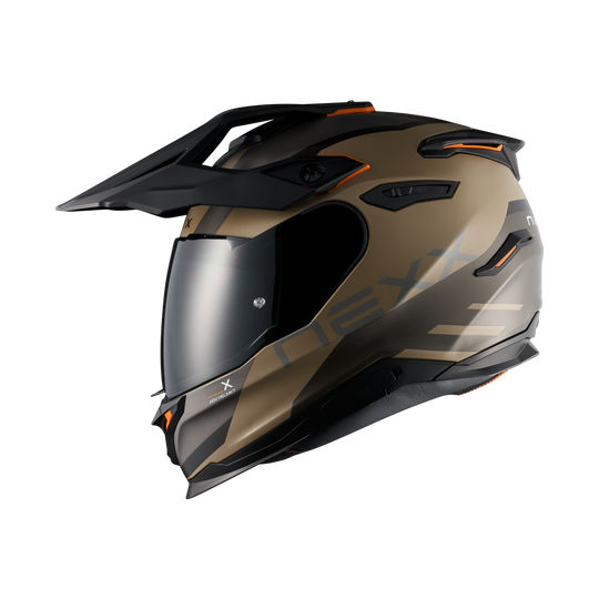 Left side view of Nexx Y.TRAVL Quest Helmet - Sand Grey