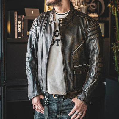 Age Of Glory Rocker Leather Jacket Black