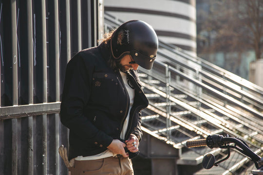 Model Wearing Age of Glory Runaway Riding Shirt in Black – Front View, Jacket using Zip closure, Close up