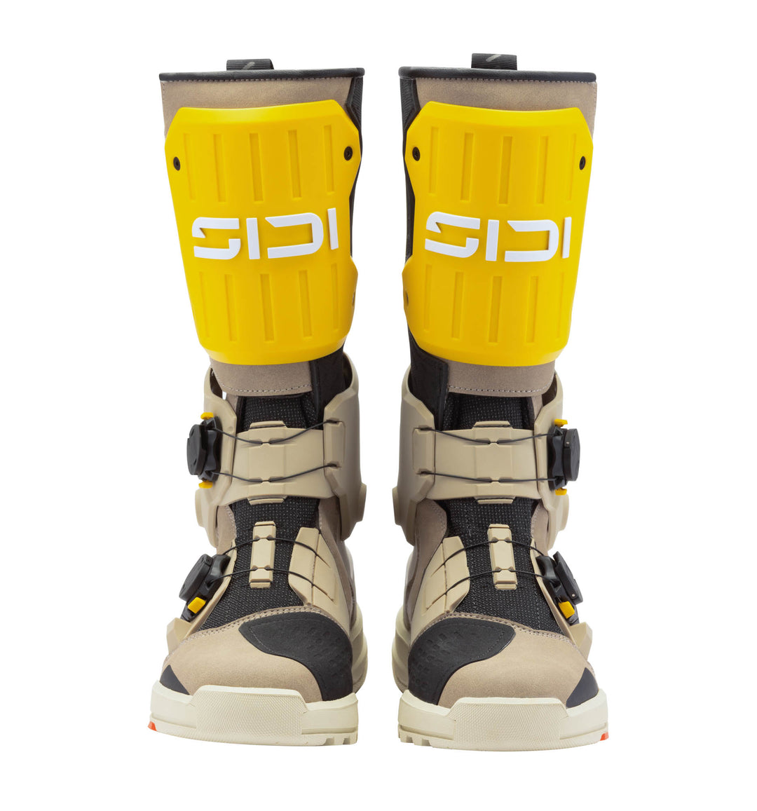 Sidi Taurus GTX Boots in Sand Ochre, front view.
