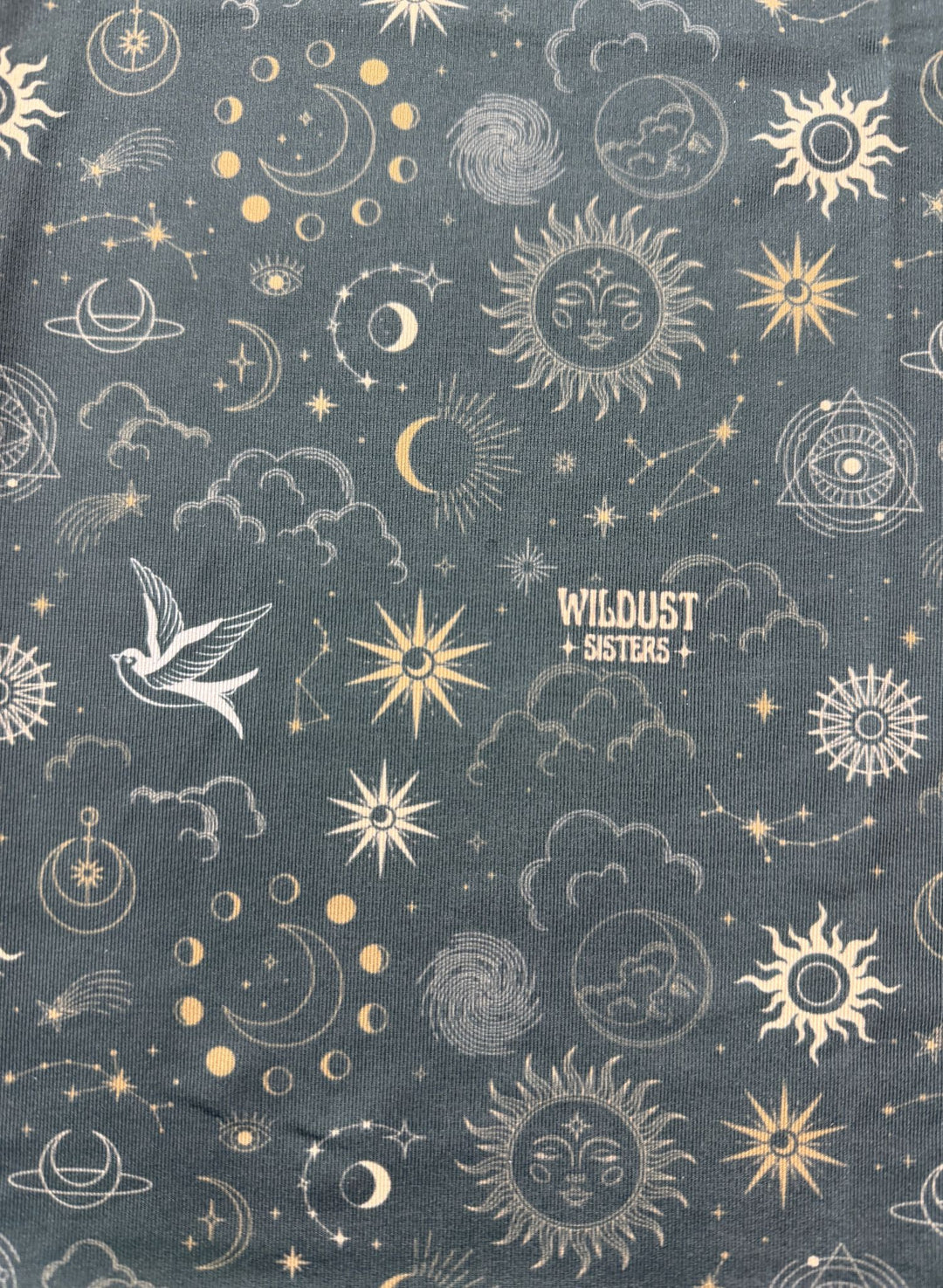 Wildust Sisters Moonchild neck tube laid flat showing full pattern