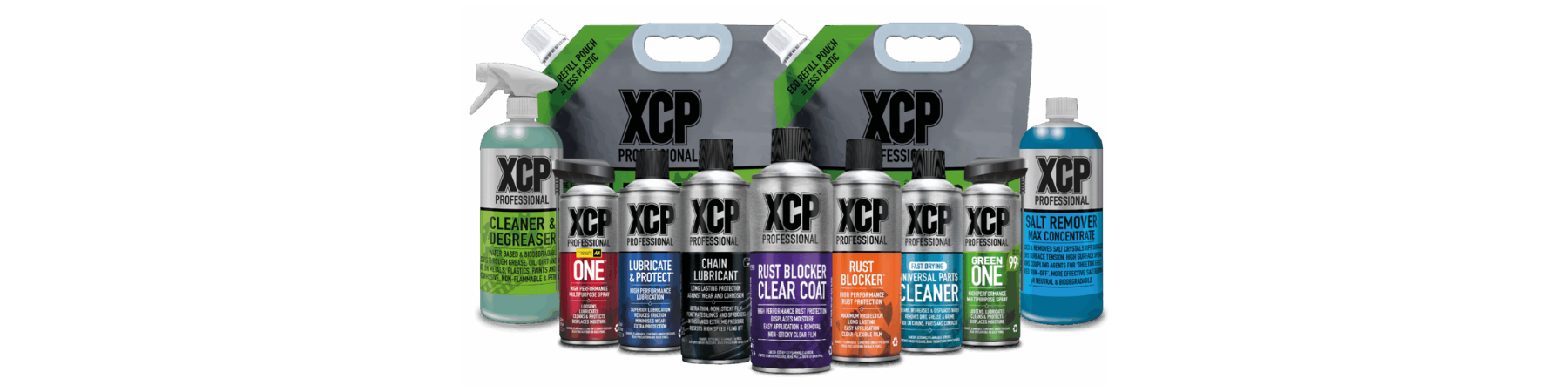 XCP Professional motorcycle cleaning and maintenance products collection