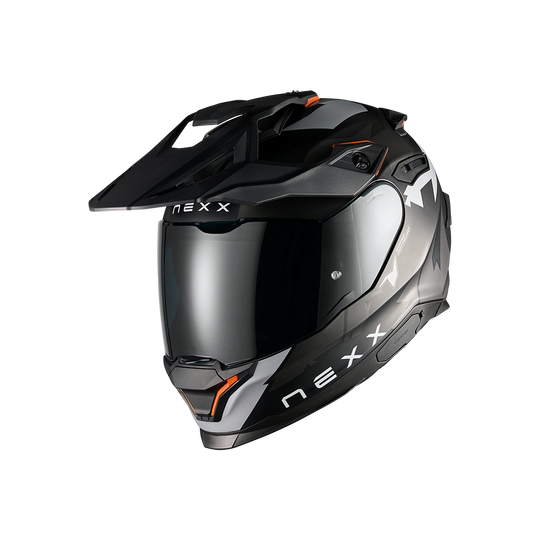 Front left view of Nexx Y.TRAVL Primal Helmet- Black Grey