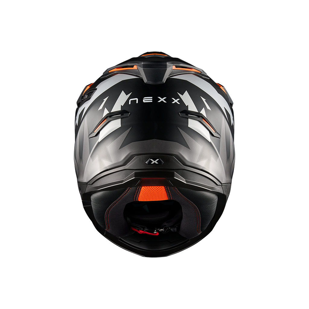 Rear view of Nexx Y.TRAVL Primal Helmet - Black Grey
