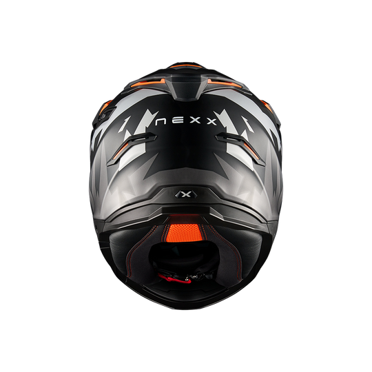 Rear view of Nexx Y.TRAVL Primal Helmet - Black Grey