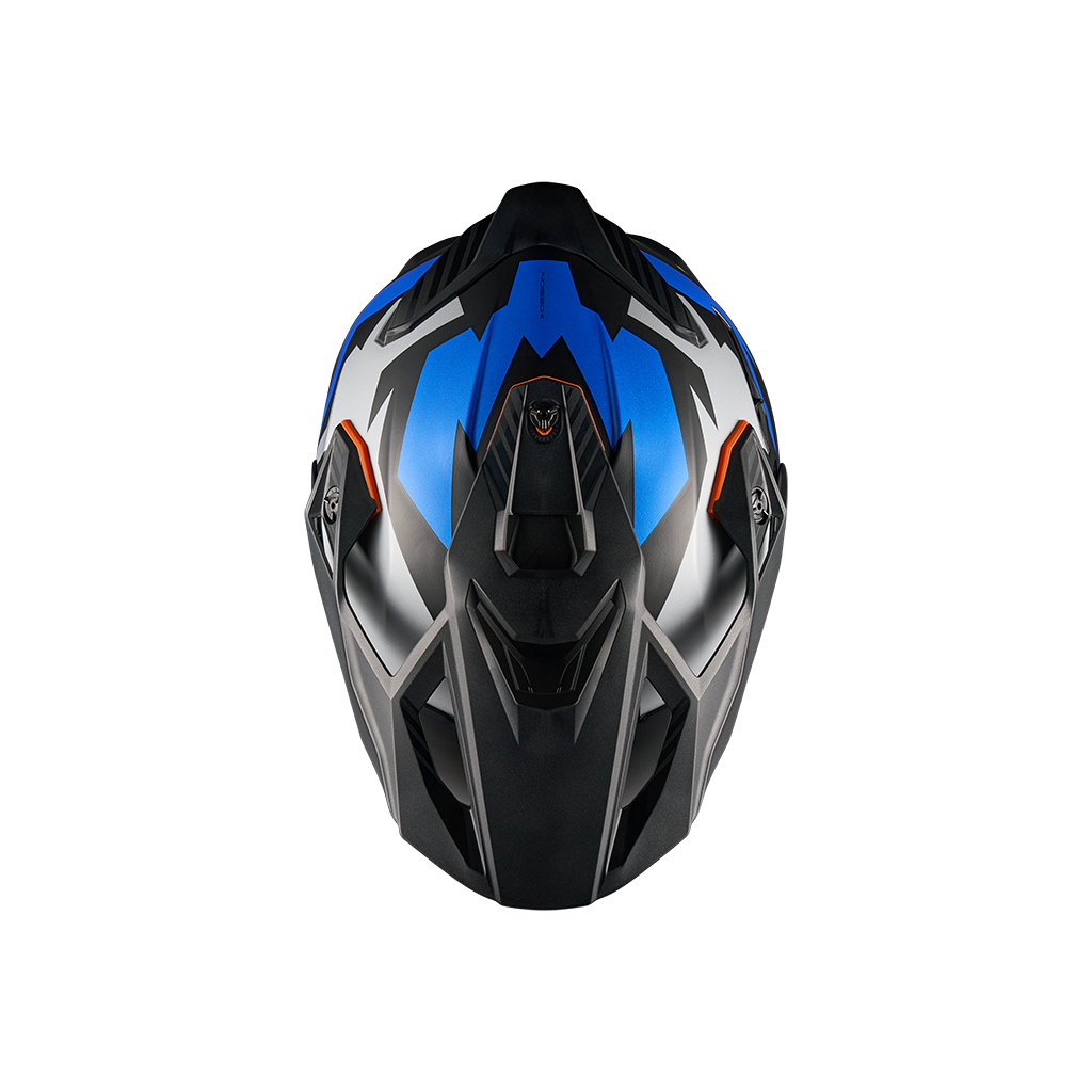 Top view of Nexx Y.TRAVL Primal Helmet - Blue Neon