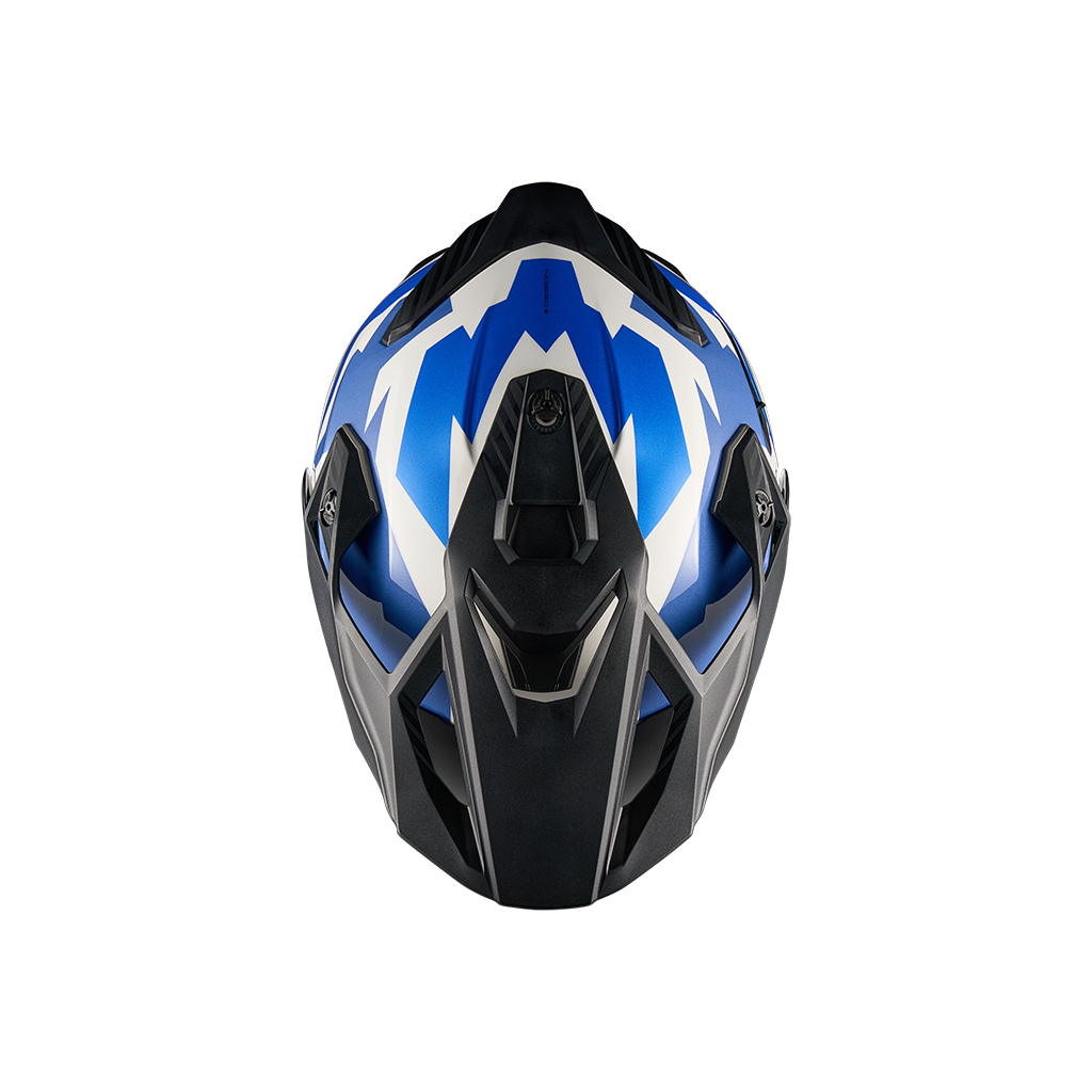 Top view of Nexx Y.TRAVL Primal Helmet - Blue Red