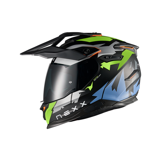 Left side view of Nexx Y.TRAVL Primal Helmet - Neon Black