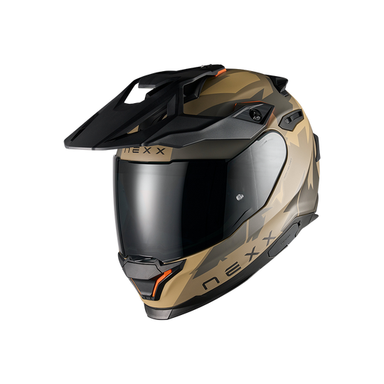 Front left view of Nexx Y.TRAVL Primal Helmet - Sand Grey