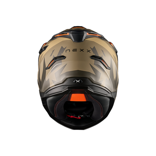 Rear view of Nexx Y.TRAVL Primal Helmet - Sand Grey 