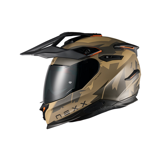 Left side view of Nexx Y.TRAVL Primal Helmet - Sand Grey